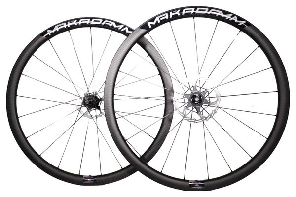 Paire de roues carbone route – MaKadamm evora 35 disc xpremium à pneus – 1165 gr la paire – centerlock – axe 12x100 | 12x142