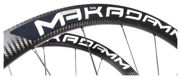Paire de roues carbone route – MaKadamm evora 35 disc xpremium à pneus – 1165 gr la paire – centerlock – axe 12x100 | 12x142