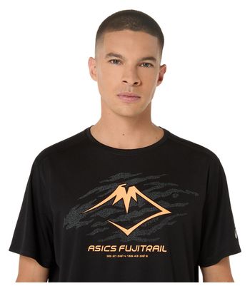 Asics Fujitrail Logo Jersey Korte Mouw Zwart Heren
