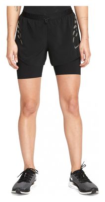 Pantalón corto 2 en 1 Nike Dri-Fit Run Division para mujer negro