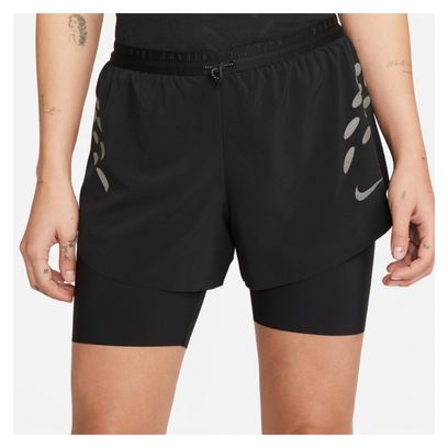 Pantalón corto 2 en 1 Nike Dri-Fit Run Division para mujer negro