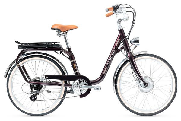Velo de Ville Electrique Peugeot eLC01 e Legend Shimano Tourney Altus 8V 400 Wh 26 Violet Aubergine 2022 Alltricks