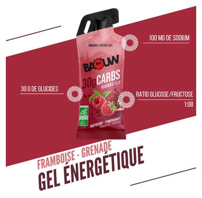 Gel energético en barra Baouw de frambuesa y granada - 44 g