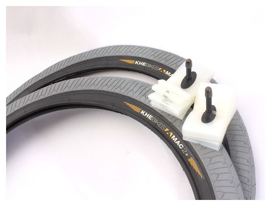 Pneus BMX 2x MAC2+ tringle grise + 2x chambre à air Schwalbe Aerothan