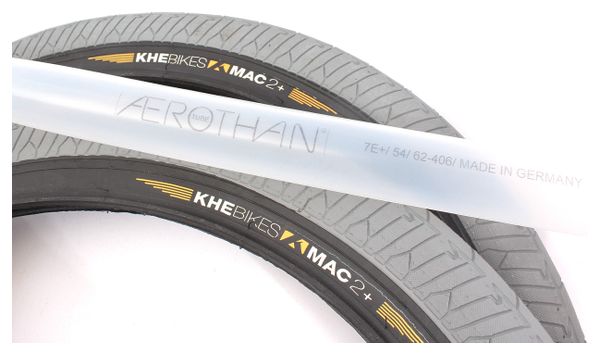 Pneus BMX 2x MAC2+ tringle grise + 2x chambre à air Schwalbe Aerothan