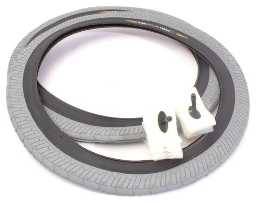 Pneus BMX 2x MAC2+ tringle grise + 2x chambre à air Schwalbe Aerothan