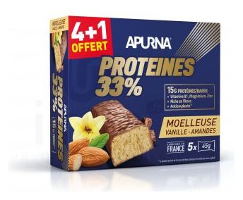 Barre Protéines 33% APURNA Moelleuse Vanille-Amande 5x45g