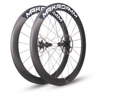 Paire de roues carbone route – MaKadamm evora 55 disc xpremium à pneus – 1345 gr la paire – centerlock – axe 12x100 | 12x142