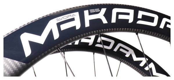 Paire de roues carbone route – MaKadamm evora 55 disc xpremium à pneus – 1345 gr la paire – centerlock – axe 12x100 | 12x142