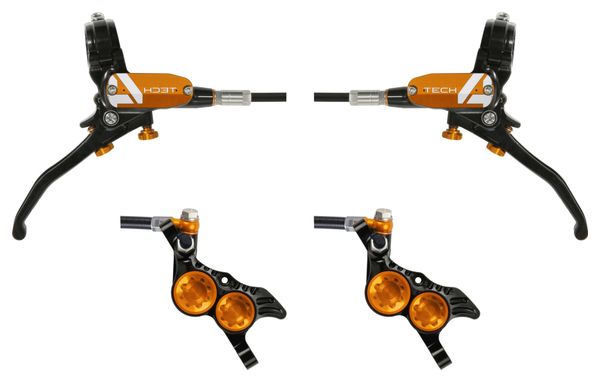 Hope Tech 4 V4 Brake Pair Standard Hose Black/Orange
