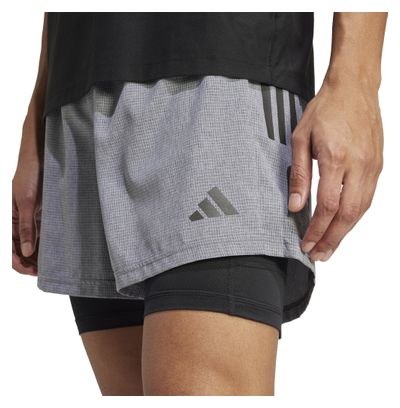Pantalón Corto adidas Performance Own the Run Gris 2 en 1, Hombre