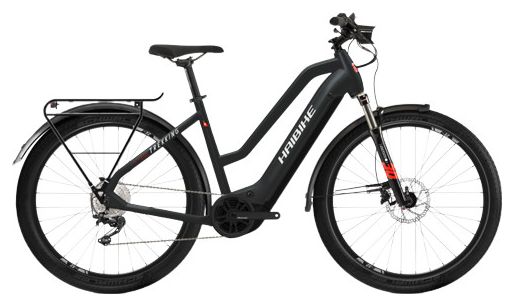 Elettrico VTC Haibike Trekking 6 Mid i630Wh Shimano Deore 10V Nero / Rosso 2023