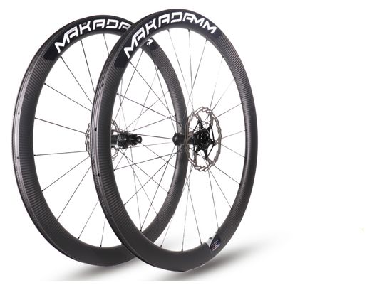 Paire de roues carbone route – MaKadamm evora 45 disc xpremium à pneus – 1265 gr la paire – centerlock – axe 12x100 | 12x142