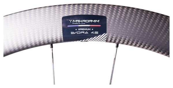 Paire de roues carbone route – MaKadamm evora 45 disc xpremium à pneus – 1265 gr la paire – centerlock – axe 12x100 | 12x142