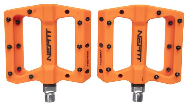 Pair of Flat Pedals Neatt Composite 8 Pins Orange
