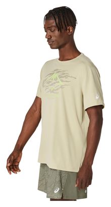 Maillot de manga corta Asics Fujitrail Logo Caqui, Hombre