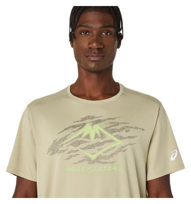 Maillot de manga corta Asics Fujitrail Logo Caqui, Hombre