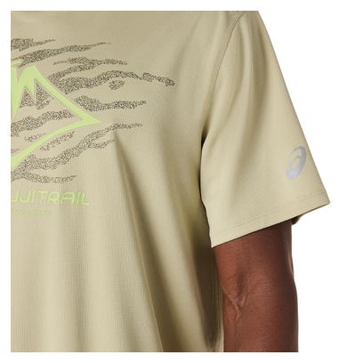 Maillot de manga corta Asics Fujitrail Logo Caqui, Hombre