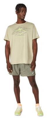 Maillot de manga corta Asics Fujitrail Logo Caqui, Hombre