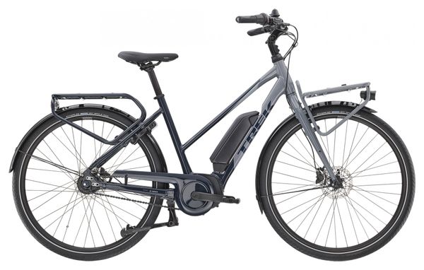 Trek District + 2 Stagger Shimano Nexus 7V 400wh Electric City Bike Navy Blue / Gray 2023