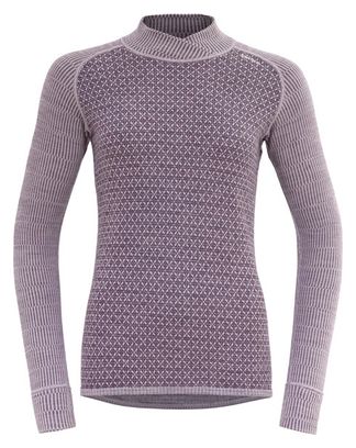 Camiseta interior Devold Kvitegga Merino 230 Cross Neck Violet para mujer