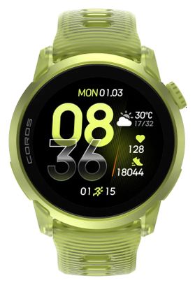 Coros Pace 4 GPS Watch, Aluminum, Yellow Silicone, Crystal