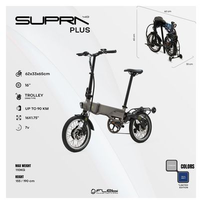 Vélo électrique pliant Supra 4.0+ Tech Navy | Roues 16