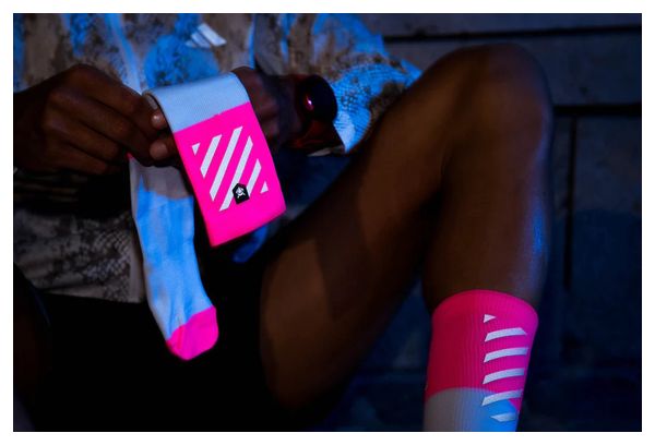 Incylence High-Viz V2 Running Socks Fluorescent Pink/White