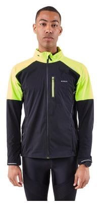 Veste à capuche Kiprun Run 900 Warm Regul Noir/Jaune Fluo