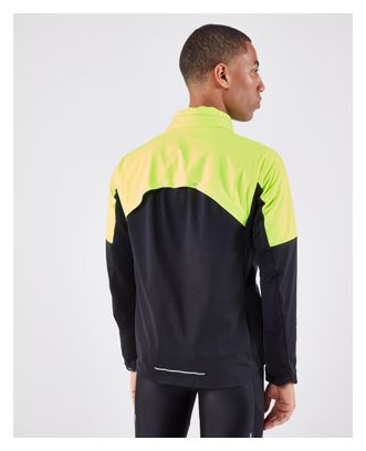 Veste à capuche Kiprun Run 900 Warm Regul Noir/Jaune Fluo