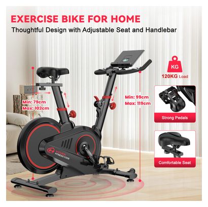 Vélo de biking Fitness X7 magnétique connecté Bluetooth noir