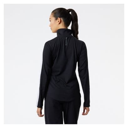 Camiseta de manga larga con media cremallera New Balance Accelerate para mujer Negro