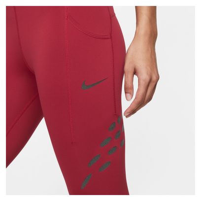 Mallas largas Nike Dri-Fit Run Division para mujer, color rojo