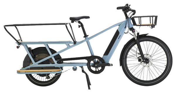 Longtail Elektrische Bakfiets B'twin Elops R500E Microshift 8V 26/20'' 672 Wh Blauw 2022