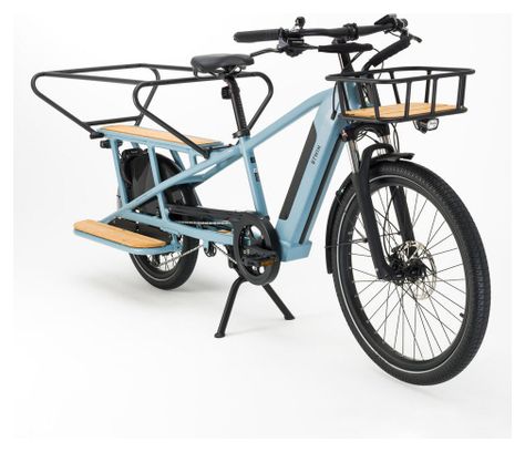 B'twin Elops R500E Microshift 8V 26/20'' 672 Wh Blue 2022 Longtail Electric Cargo Bike