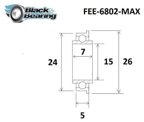 Roulement Max - Blackbearing - 6802-FE 2rs - 15 x 24/26 x 5/7 mm