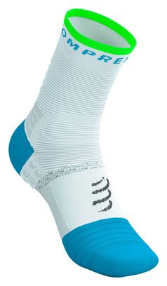 Chaussettes Compressport Pro Marathon V2.0 Blanc/Vert/Bleu