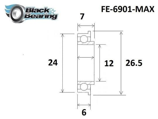 Roulement Max - Blackbearing - 6901-FE 2rs - 12 x 24/26 5 x 6/7 mm