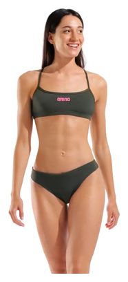 Bañador bandeau Arena liso verde/rosa para mujer
