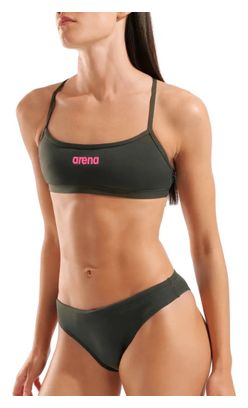 Bañador bandeau Arena liso verde/rosa para mujer