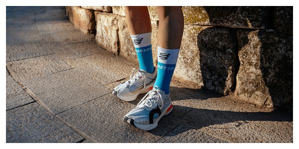 Chaussettes Compressport Mid Compression V2.0 Bleu/Blanc