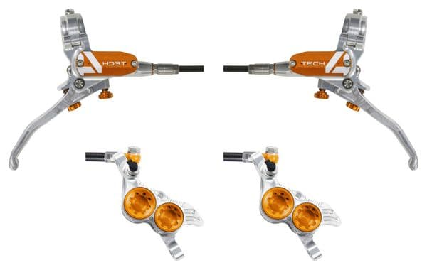 Hope Tech 4 V4 Bremspaar Bremsleitung Standard Silber/Orange