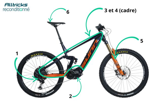 VTT Électrique Tout-Suspendu Sunn Kern EL Finest Shimano XT/SLX 12V 630Wh MX (29/27 5'') Bleu Orange - Produit Reconditionné