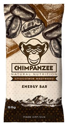 CHIMPANZEE Barre Energétique 100% naturelle Chocolat Expresso 55g VÉGÉTALIEN