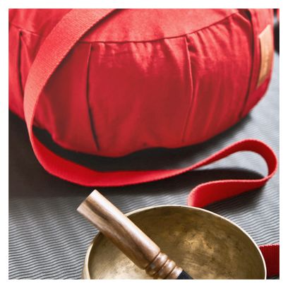 GORILLA SPORTS® Coussin de méditation - Hauteur d'assise 18 cm - coussin de yoga avec rembourrage en balles d'épeautre - Housse en coton lavable - 10 coloris (100% coton) - Couleur : ROUGE