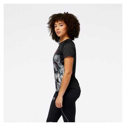 Camiseta de manga corta para mujer New Balance Impact Run London Negro Blanco