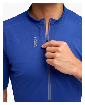 Men's blue Hoka SkyBreeze 1/2 zip short-sleeve jersey