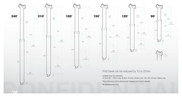 OneUp Dropper Post V3 Telescopic Seatpost Internal Passage 90 mm Black (Without Control)