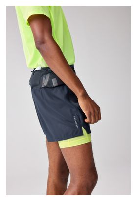 Pantalón Corto Brooks High Point 2.0 5in Azul/Amarillo 2 en 1, Hombre