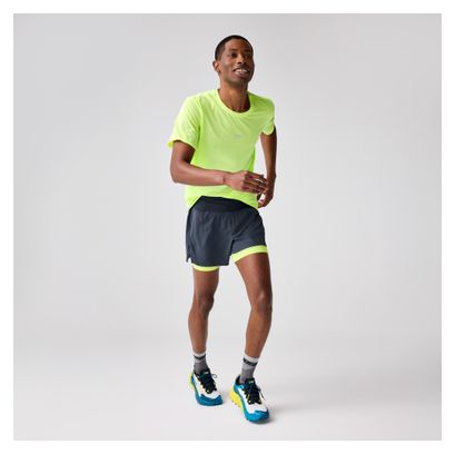 Pantalón Corto Brooks High Point 2.0 5in Azul/Amarillo 2 en 1, Hombre